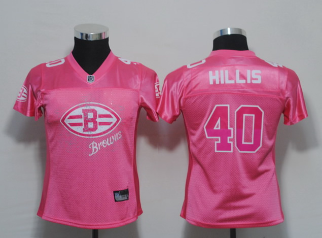 Browns #40 Peyton Hillis Pink 2011 Women's Fem Fan Stitched NFL Jersey